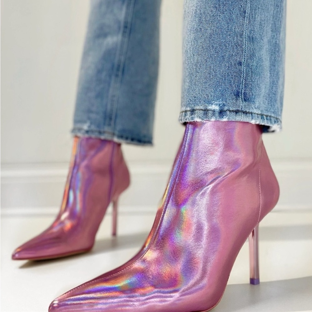 STEVE MADDEN Iridescent Pink Ankle Boots